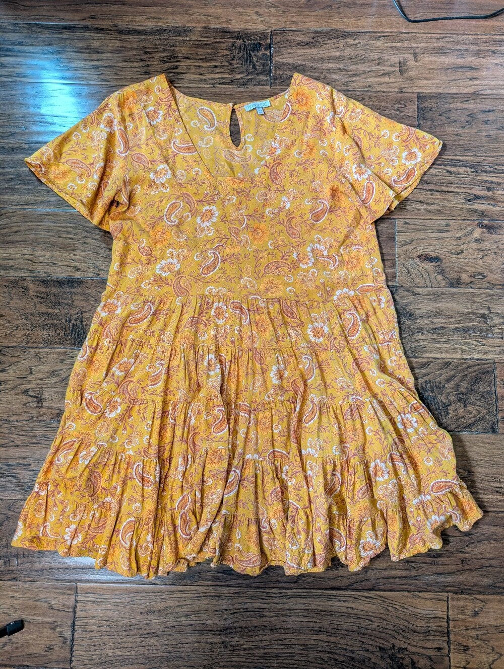 Patrons of Peace Floral Paisley Orange Boho Dress Size Medium